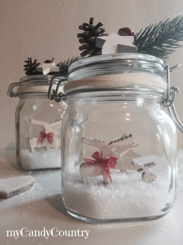 Come costruire Snow Globe fai-da-te in barattoli di vetro - Riciclo creativo home decor Natale fai da te regali fai da te Riciclo Creativo vetro 