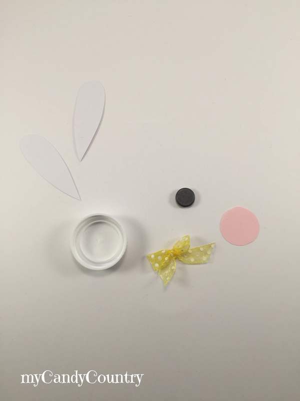 Il tappo del latte diventa un tenero Coniglio di Pasqua con calamita bambini carta e cartone Pasqua fai da te plastica Riciclo Creativo 
