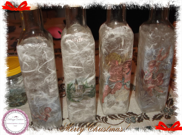 Bottigliette decorate con decoupage - Natale Creativo creativapp home decor Natale fai da te vetro 