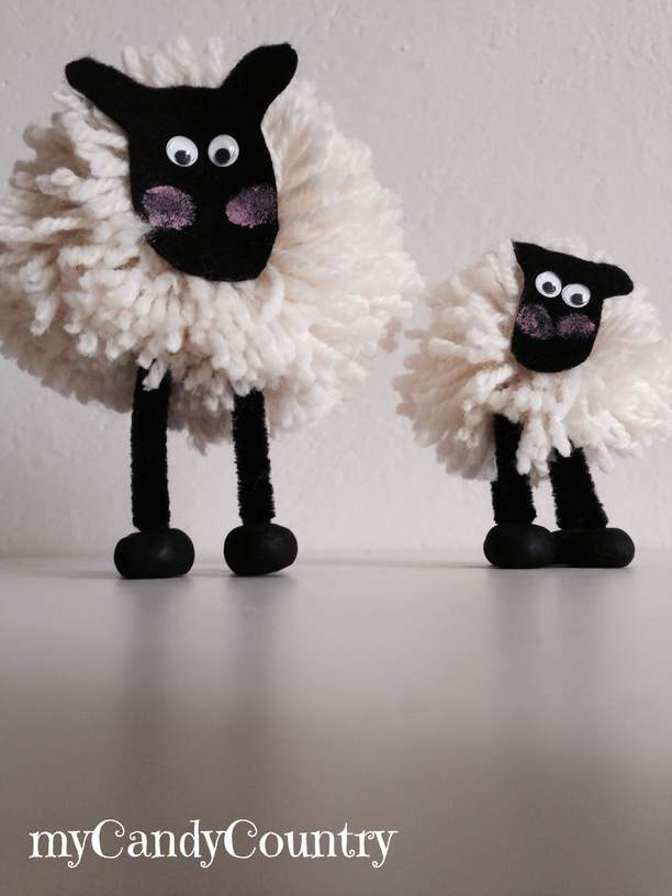 Creare le pecorelle di pom pom bambini home decor stoffa e lana 