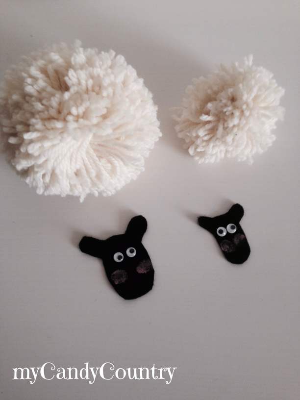 Creare le pecorelle di pom pom bambini home decor stoffa e lana 