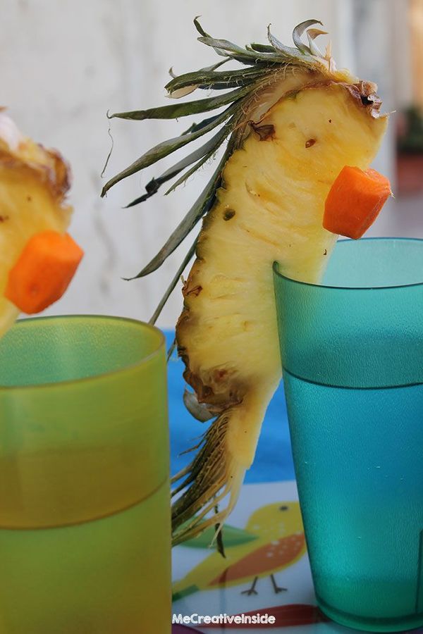 Creare pappagalli di ananas bambini creativapp creatività Estate fai da te legno e natura ricette 