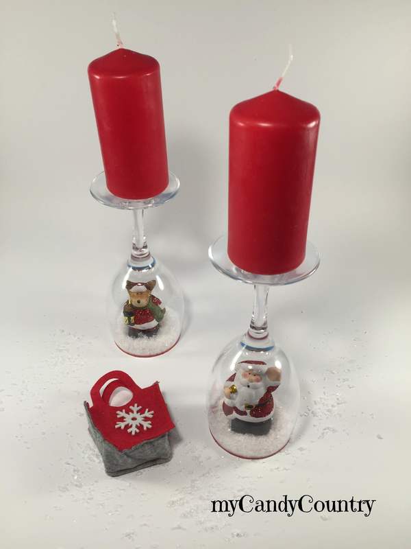 Portacandele fai da te con calici di vetro decorano il Natale Natale fai da te Riciclo Creativo vetro 