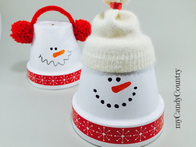 Pupazzi di neve fai da te con vasi di terracotta Inverno fai da te Natale fai da te Riciclo Creativo 